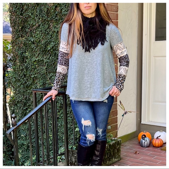 Bohemian Print Fabulous long  contrast detail sleeves perfect top - Picture 6 of 7